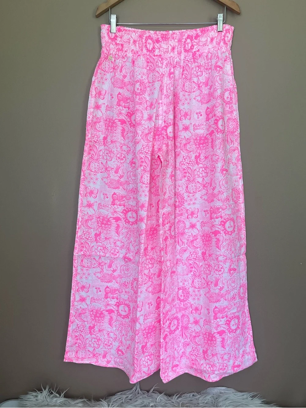 {Lilly Pulitzer} Enzo Coverup Pant Pull-On in Cherry Blossom Pink - Womens XL